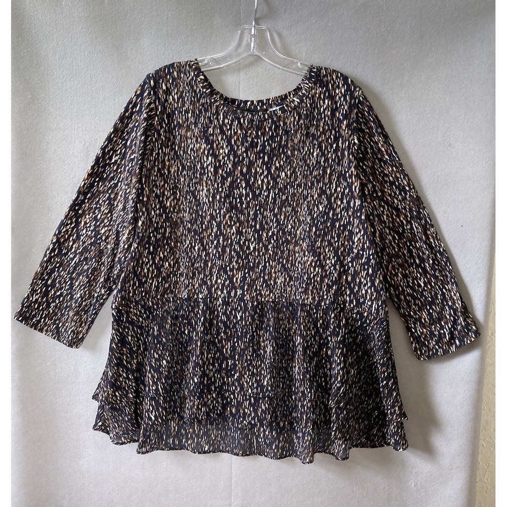 Simply Vera Vera Wang Womens Abstract Print Layered Ruffle Hem Top Sz XXL